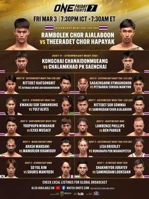 ONE Friday Fights 7: Rambolek vs. Theeradet streaming