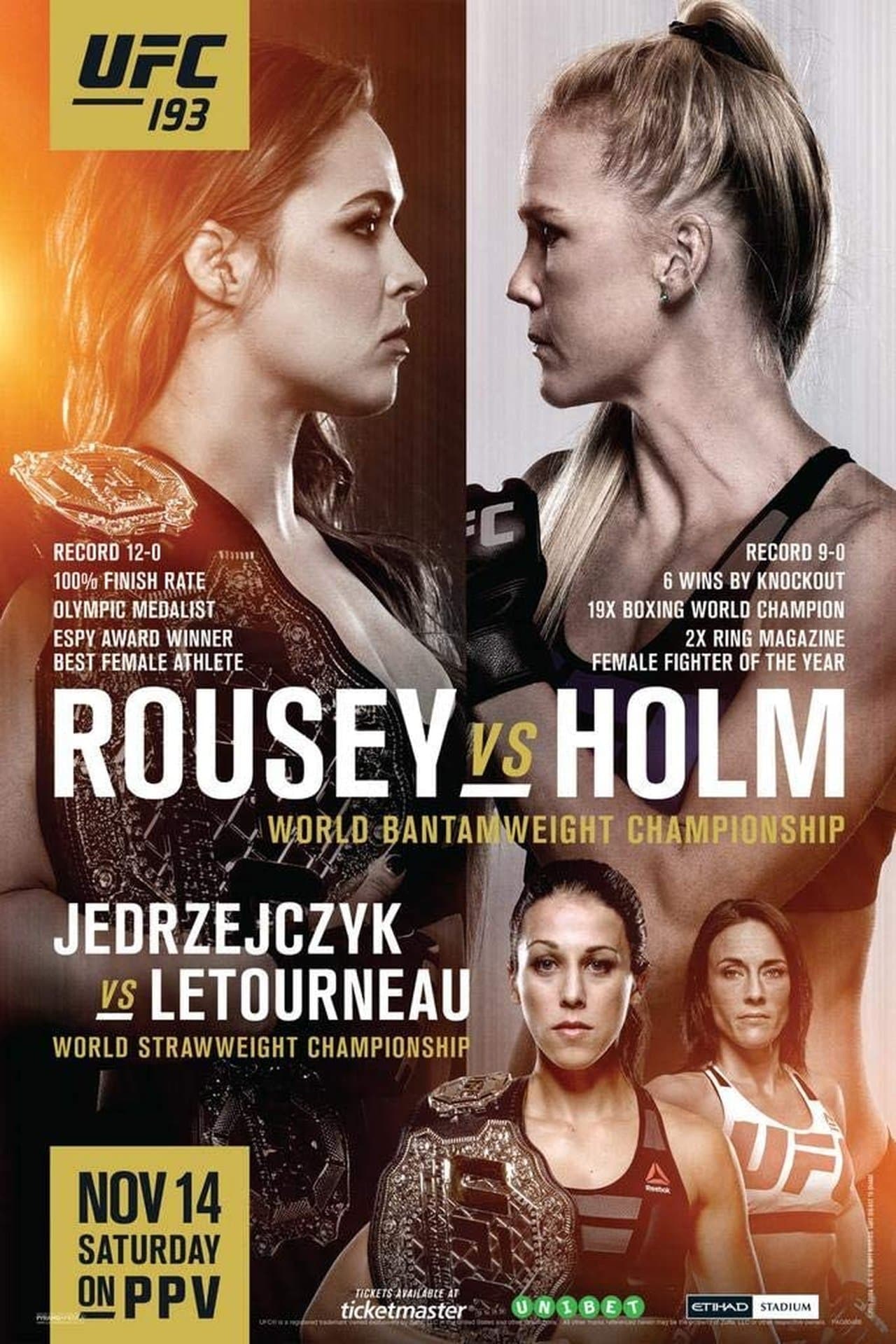UFC 193: Rousey vs. Holm streaming